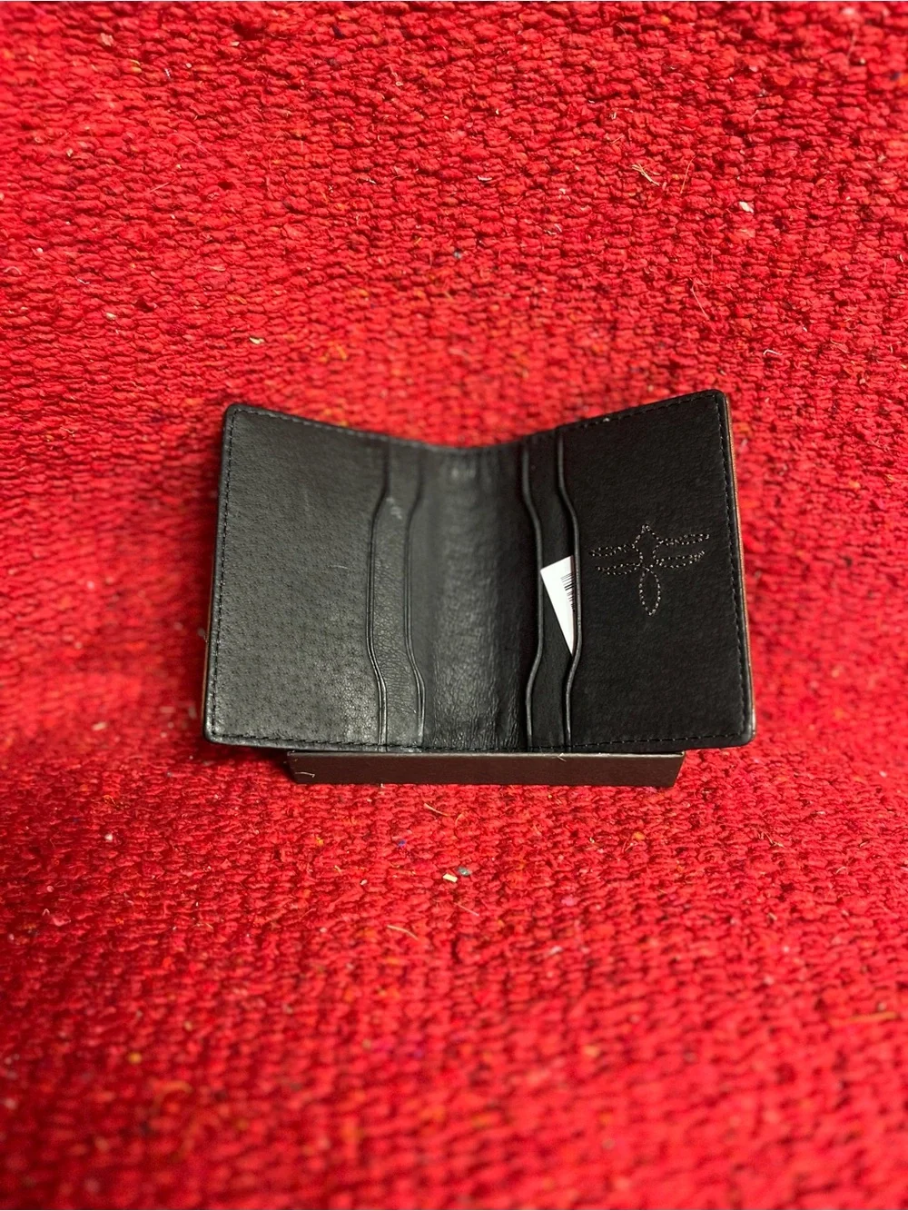 Justin Boots Brown Woven Leather Card Wallet with Concho Accent
